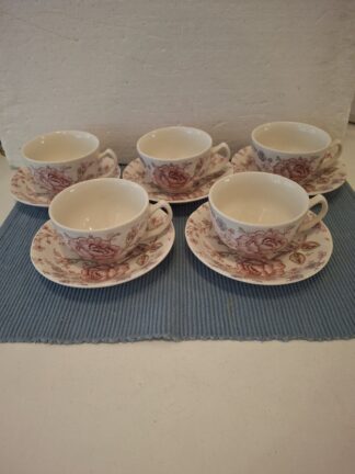 Johnson bros - Rose Chintz - 5 kop en schotels met rozen